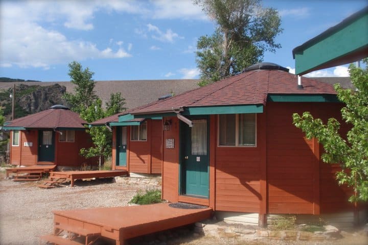 Yurt-style cabins at the Rivers Edge campground near Heber Valley, UT